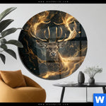 Acrylglasbild Magischer Hirsch Im Sternenlicht Rund Produktvorschau mit dem Bild Magischer Hirsch im Sternenlicht im Format Rund.