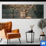 Acrylglasbild Magischer Hirsch Im Waldrand Panorama Produktvorschau mit dem Bild Magischer Hirsch im Waldrand im Format Panorama.