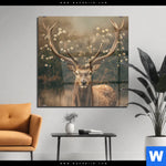 Acrylglasbild Magischer Hirsch Im Waldrand Quadrat Produktvorschau mit dem Bild Magischer Hirsch im Waldrand im Format Quadrat.