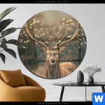Acrylglasbild Magischer Hirsch Im Waldrand Rund Produktvorschau mit dem Bild Magischer Hirsch im Waldrand im Format Rund.