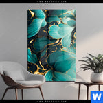Acrylglasbild Marmor Blueten In Tuerkis Gold Hochformat Produktvorschau mit dem Bild Marmor Blüten in türkis & gold im Format Hochformat.