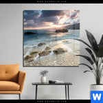 Acrylglasbild Meeresrauschen Bei Sonnenuntergang Quadrat Produktvorschau mit dem Bild Meeresrauschen bei Sonnenuntergang im Format Quadrat.