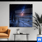 Acrylglasbild Milchstrasse Ueber Einem Feldweg Quadrat Produktvorschau mit dem Bild Milchstraße über einem Feldweg im Format Quadrat.