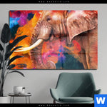 Acrylglasbild Moderner Bunter Elefant Querformat Produktvorschau mit dem Bild Moderner Bunter Elefant im Format Querformat.