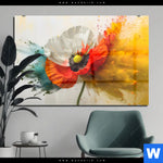 Acrylglasbild Mohnblume Im Farbnebel Querformat Produktvorschau mit dem Bild Mohnblume im Farbnebel im Format Querformat.