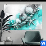 Acrylglasbild Muscheln Meereszauber In Tuerkis Querformat Produktvorschau mit dem Bild Muscheln-Meereszauber in Türkis im Format Querformat.