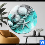 Acrylglasbild Muscheln Meereszauber In Tuerkis Rund Produktvorschau mit dem Bild Muscheln-Meereszauber in Türkis im Format Rund.