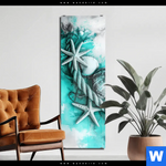 Acrylglasbild Muscheln Meereszauber In Tuerkis Schmal Produktvorschau mit dem Bild Muscheln-Meereszauber in Türkis im Format Schmal.