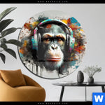 Acrylglasbild Musikalischer Affe Rund Produktvorschau mit dem Bild Musikalischer Affe im Format Rund.