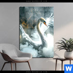 Acrylglasbild Mystischer Schwan Im Nebel Hochformat Produktvorschau mit dem Bild Mystischer Schwan im Nebel im Format Hochformat.