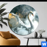 Acrylglasbild Mystischer Schwan Im Nebel Rund Produktvorschau mit dem Bild Mystischer Schwan im Nebel im Format Rund.