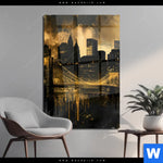 Acrylglasbild Nachtleuchten Ueber Manhattan Hochformat Produktvorschau mit dem Bild Nachtleuchten über Manhattan im Format Hochformat.