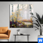 Acrylglasbild Naturidylle Birken Im Nebel Quadrat Produktvorschau mit dem Bild Naturidylle - Birken im Nebel im Format Quadrat.