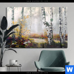 Acrylglasbild Naturidylle Birken Im Nebel Querformat Produktvorschau mit dem Bild Naturidylle - Birken im Nebel im Format Querformat.
