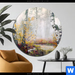 Acrylglasbild Naturidylle Birken Im Nebel Rund Produktvorschau mit dem Bild Naturidylle - Birken im Nebel im Format Rund.