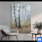 Acrylglasbild Nebliger Morgen Im Birkenwald Hochformat Produktvorschau mit dem Bild Nebliger Morgen im Birkenwald im Format Hochformat.