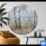 Acrylglasbild Nebliger Morgen Im Birkenwald Rund Produktvorschau mit dem Bild Nebliger Morgen im Birkenwald im Format Rund.