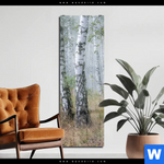 Acrylglasbild Nebliger Morgen Im Birkenwald Schmal Produktvorschau mit dem Bild Nebliger Morgen im Birkenwald im Format Schmal.