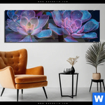Acrylglasbild Neon Sukkulenten Panorama Produktvorschau mit dem Bild Neon Sukkulenten im Format Panorama.