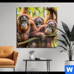Acrylglasbild Orang Utan Familie Im Regenwald Quadrat Produktvorschau mit dem Bild Orang Utan Familie im Regenwald im Format Quadrat.