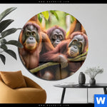 Acrylglasbild Orang Utan Familie Im Regenwald Rund Produktvorschau mit dem Bild Orang Utan Familie im Regenwald im Format Rund.