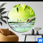 Acrylglasbild Orchidee Im Japanischer Brunnen Rund Produktvorschau mit dem Bild Orchidee im japanischer Brunnen im Format Rund.