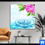 Acrylglasbild Orchidee Wassertropfen Quadrat Produktvorschau mit dem Bild Orchidee & Wassertropfen im Format Quadrat.