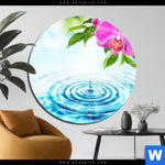 Acrylglasbild Orchidee Wassertropfen Rund Produktvorschau mit dem Bild Orchidee & Wassertropfen im Format Rund.