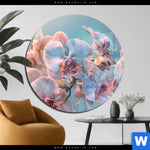 Acrylglasbild Orchideenblueten In Pastell Rund Produktvorschau mit dem Bild Orchideenblüten in Pastell im Format Rund.