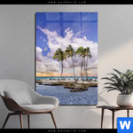 Acrylglasbild Palmen Auf Insel Hochformat Produktvorschau mit dem Bild Palmen auf Insel im Format Hochformat.
