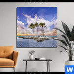 Acrylglasbild Palmen Auf Insel Quadrat Produktvorschau mit dem Bild Palmen auf Insel im Format Quadrat.