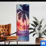 Acrylglasbild Palmen Bei Sonnenuntergang Schmal Produktvorschau mit dem Bild Palmen bei Sonnenuntergang im Format Schmal.