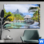 Acrylglasbild Palmen Berg Auf Insel Querformat Produktvorschau mit dem Bild Palmen & Berg auf Insel im Format Querformat.