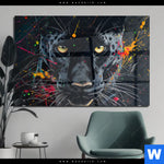 Acrylglasbild Panther Farbexplosion Querformat Produktvorschau mit dem Bild Panther Farbexplosion im Format Querformat.