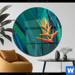 Acrylglasbild Paradiesvogelblume Rund Produktvorschau mit dem Bild Paradiesvogelblume im Format Rund.