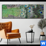 Acrylglasbild Pfaufedern Panorama Produktvorschau mit dem Bild Pfaufedern im Format Panorama.
