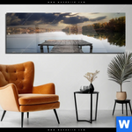 Acrylglasbild Pier Am Fluss Panorama Produktvorschau mit dem Bild Pier am Fluss im Format Panorama.