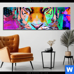 Acrylglasbild Pop Art Tiger No 2 Panorama Produktvorschau mit dem Bild Pop Art Tiger No. 2 im Format Panorama.