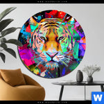 Acrylglasbild Pop Art Tiger No 2 Rund Produktvorschau mit dem Bild Pop Art Tiger No. 2 im Format Rund.