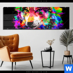 Acrylglasbild Pop Art Wolf Panorama Produktvorschau mit dem Bild Pop Art Wolf im Format Panorama.