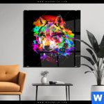 Acrylglasbild Pop Art Wolf Quadrat Produktvorschau mit dem Bild Pop Art Wolf im Format Quadrat.
