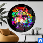 Acrylglasbild Pop Art Wolf Rund Produktvorschau mit dem Bild Pop Art Wolf im Format Rund.