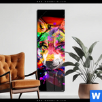 Acrylglasbild Pop Art Wolf Schmal Produktvorschau mit dem Bild Pop Art Wolf im Format Schmal.