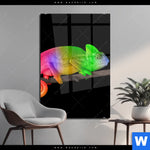 Acrylglasbild Regenbogen Chamaeleon Hochformat Produktvorschau mit dem Bild Regenbogen Chamäleon im Format Hochformat.