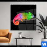 Acrylglasbild Regenbogen Chamaeleon Quadrat Produktvorschau mit dem Bild Regenbogen Chamäleon im Format Quadrat.