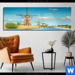 Acrylglasbild Romantik Zwischen Windmuehlen Panorama Produktvorschau mit dem Bild Romantik zwischen Windmühlen im Format Panorama.