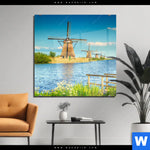 Acrylglasbild Romantik Zwischen Windmuehlen Quadrat Produktvorschau mit dem Bild Romantik zwischen Windmühlen im Format Quadrat.