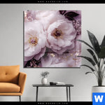 Acrylglasbild Romantische Pfingstrosen Quadrat Produktvorschau mit dem Bild Romantische Pfingstrosen im Format Quadrat.