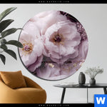 Acrylglasbild Romantische Pfingstrosen Rund Produktvorschau mit dem Bild Romantische Pfingstrosen im Format Rund.