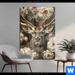 Acrylglasbild Romantischer Hirsch Mit Blumen Hochformat Produktvorschau mit dem Bild Romantischer Hirsch mit Blumen im Format Hochformat.